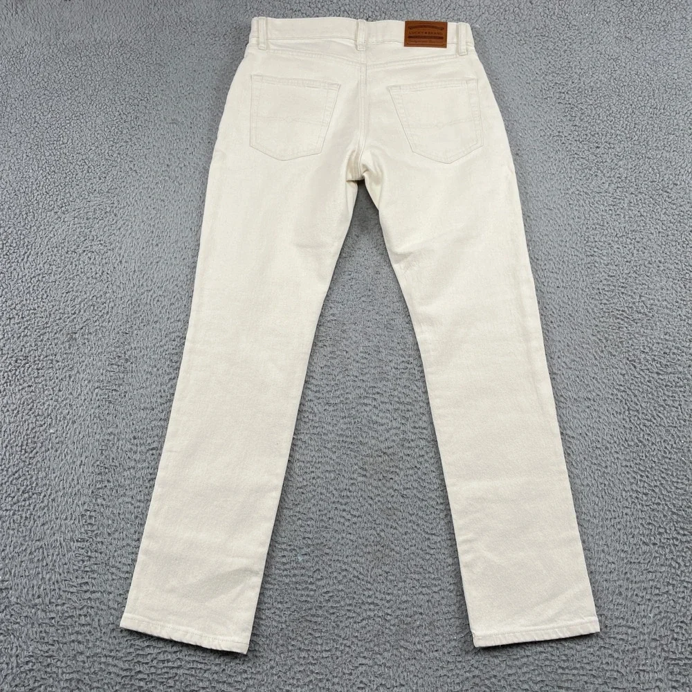 Lucky Brand Jeans Mens 30x32 Cream 410 Athletic Straight Stretch Denim Pants